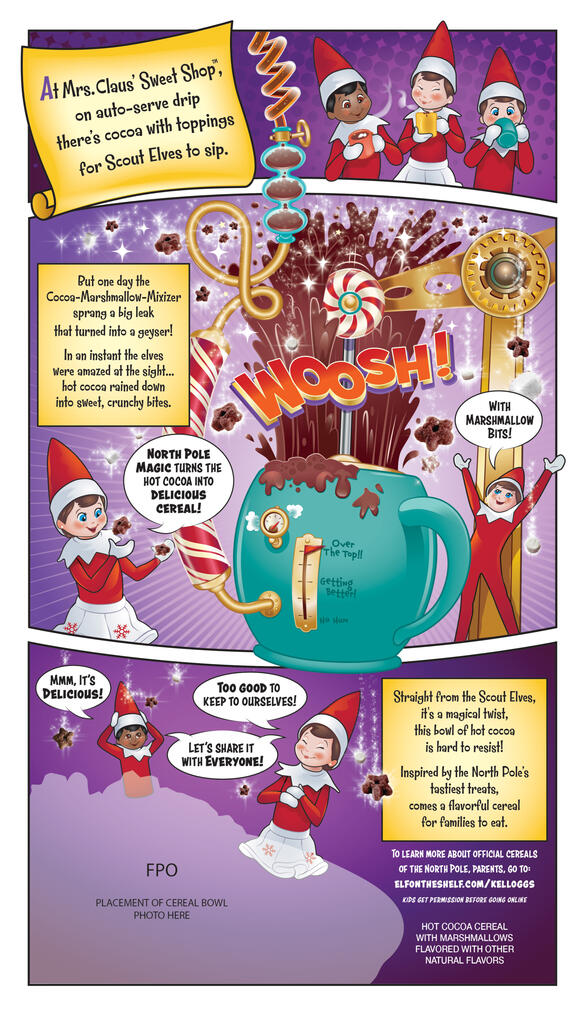 Elf on the Shelf™ Coco Marshmallow Cereal box back © Kelloggs